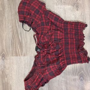 Cute red plaid crop top